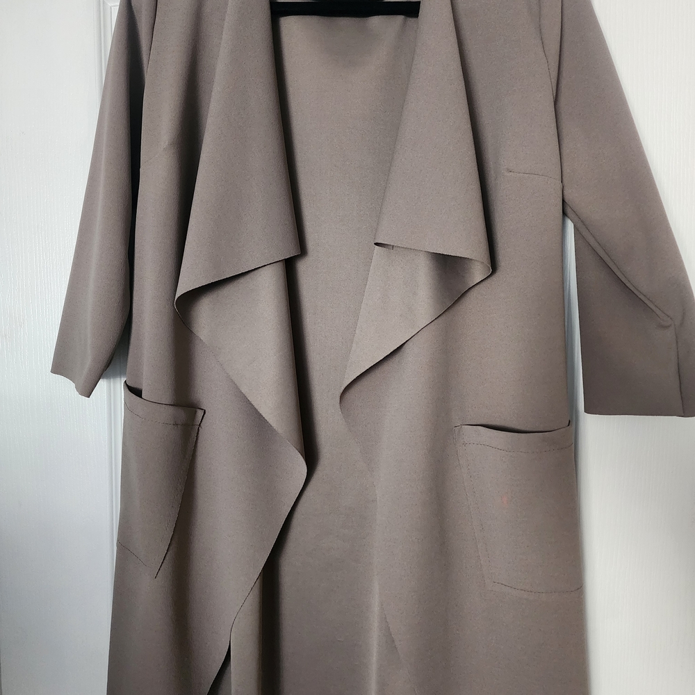 Boohoo Taupe Open Front Blazer